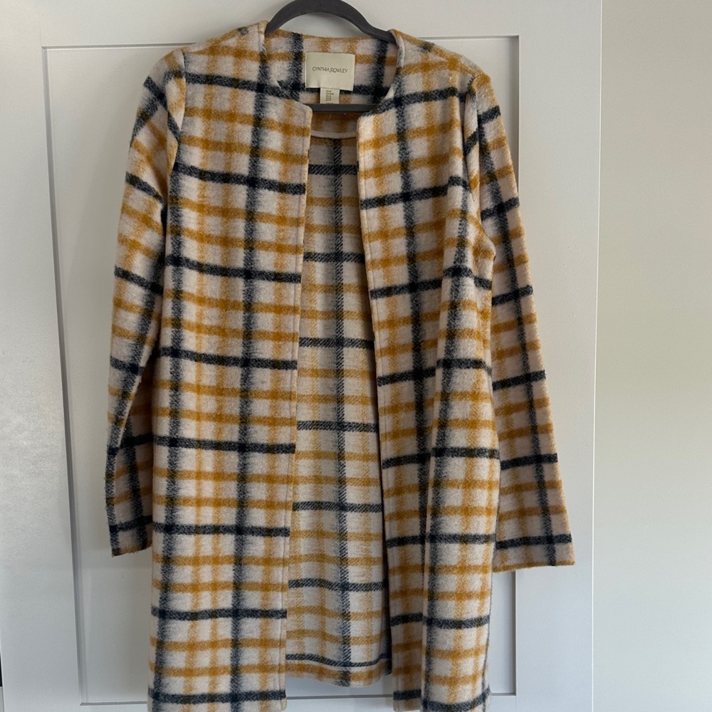 Cynthia Rowley Plaid Coat in Tan and Black
